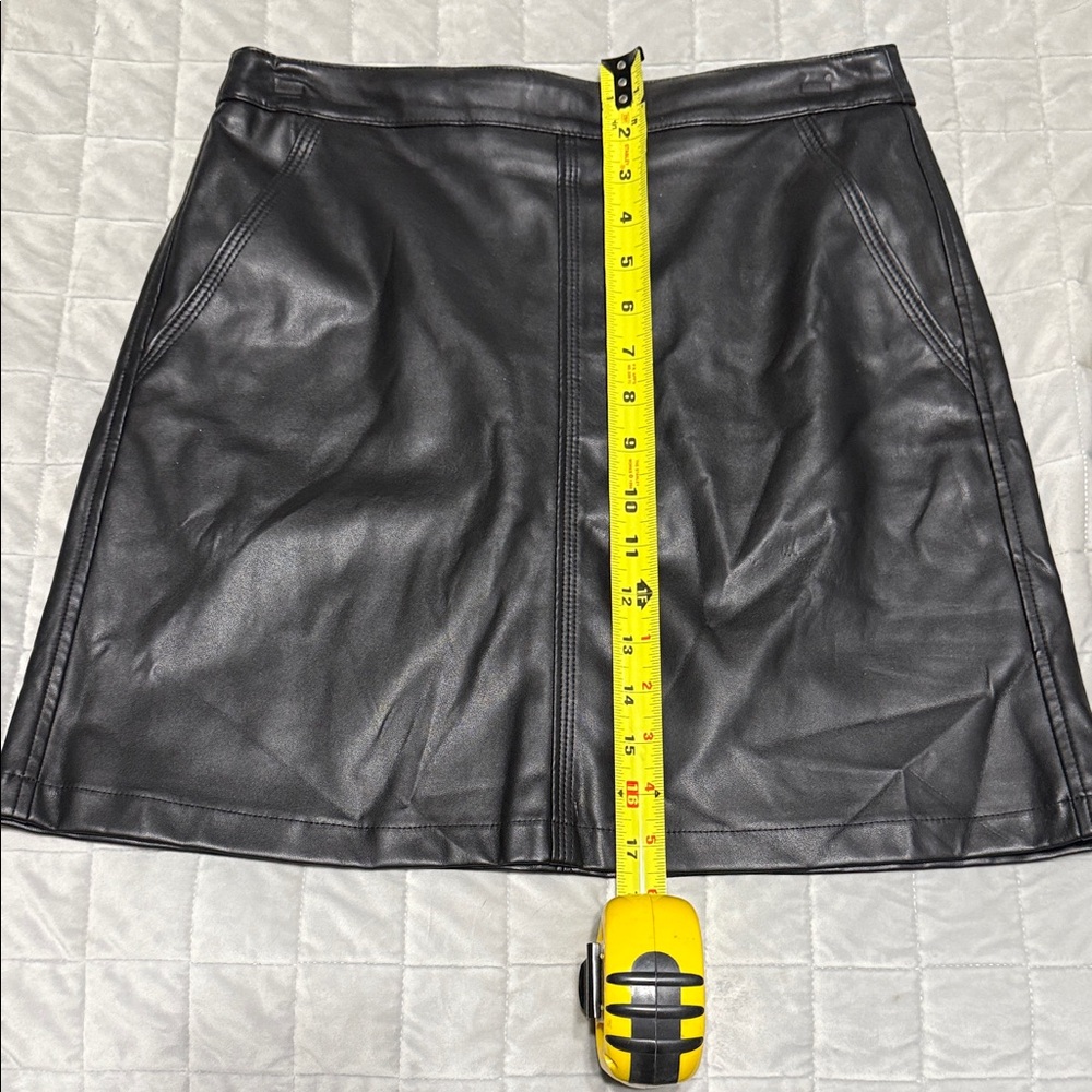 LOFT Black Faux Leather Mini Skirt
